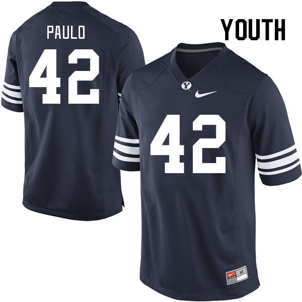 Youth #42 Ray Paulo BYU Cougars College Football Jerseys Stitched Sale-Navy